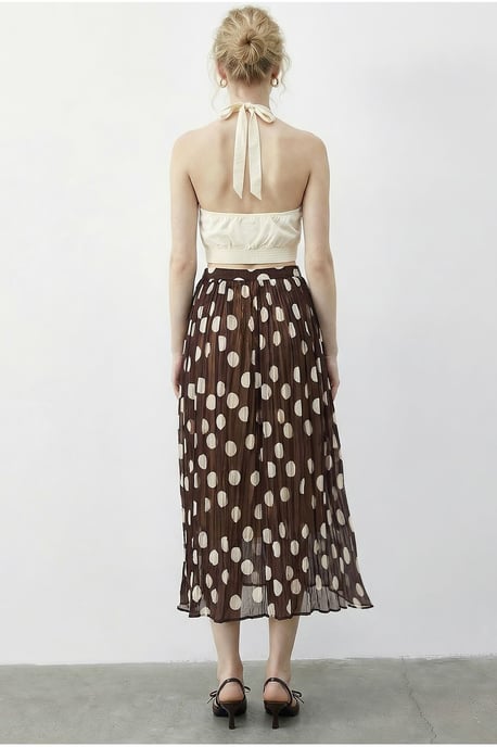 Hoge Taille Polkadot Maxi Rok met Ceintuur - Image 4