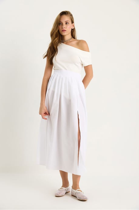High Waist Maxi Skirt with Slit - Image 2