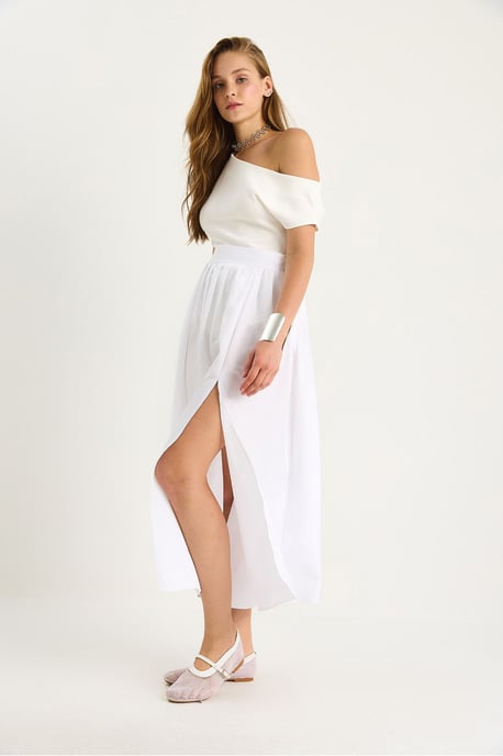 High Waist Maxi Skirt with Slit - Image 4