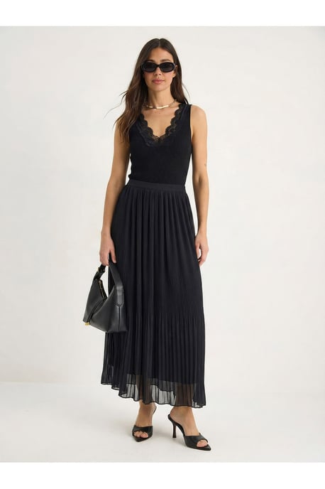 Hoge Taille Plissé Maxi Rok - Image 1
