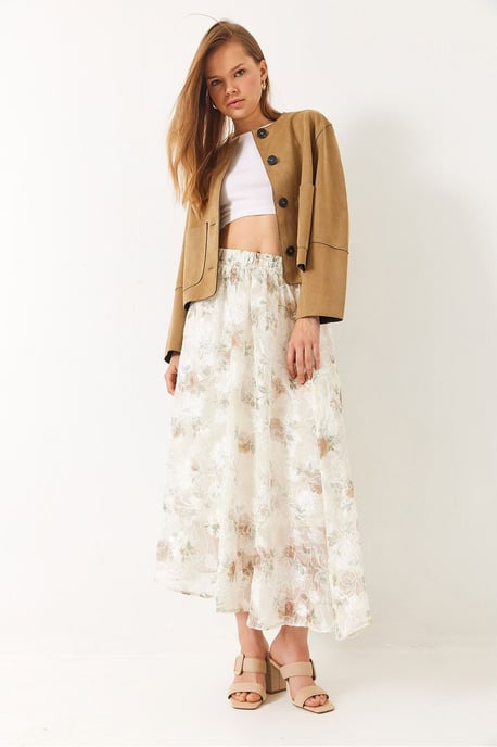 Floral Maxi Skirt with Lining - Image 2