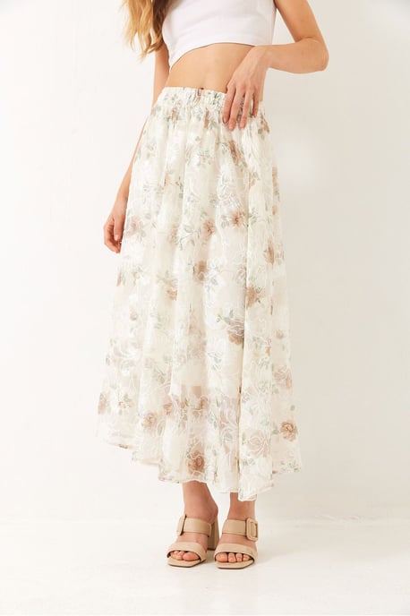 Floral Maxi Skirt with Lining - Image 4