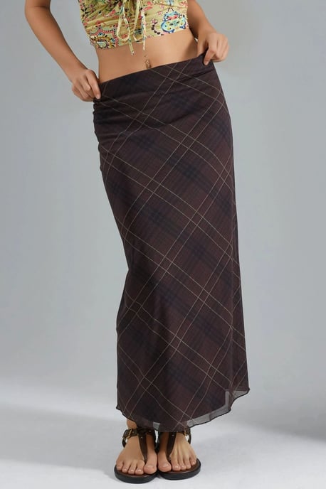Mid Waist Patterned Maxi Skirt - Image 1