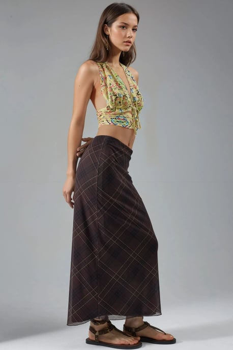 Mid Waist Patterned Maxi Skirt - Image 2