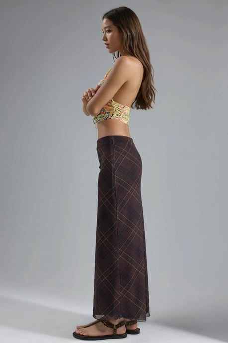 Mid Waist Patterned Maxi Skirt - Image 4