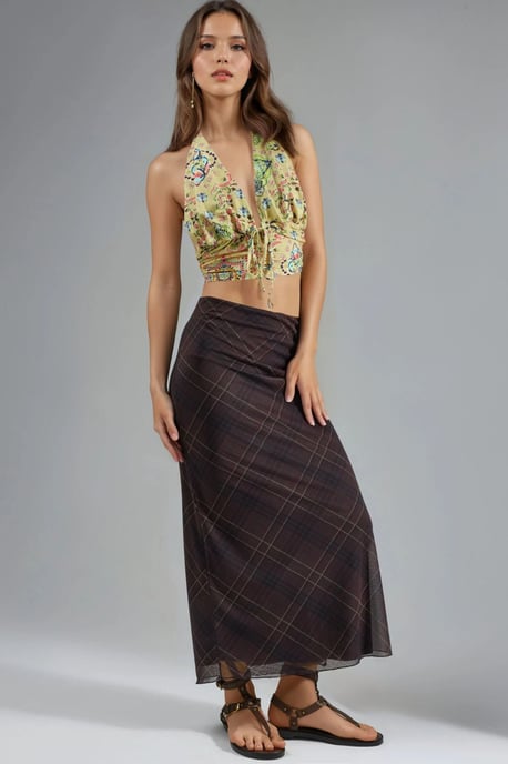 Mid Waist Patterned Maxi Skirt - Image 5