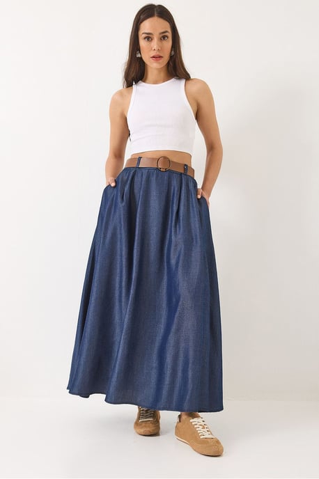 Maxi Denimrok met Gesp en Zakjes - Image 1