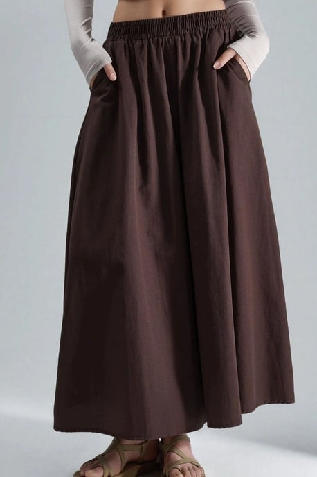 Elastische Taille Maxi Rok met Zakken - Image 1