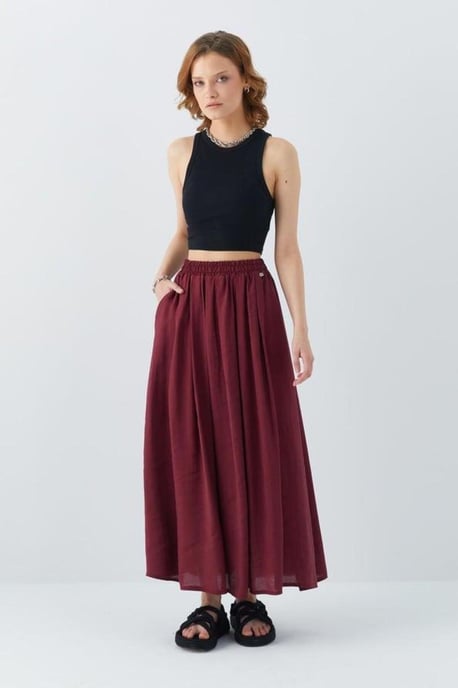 High-Waisted Long Skirt with Pockets - Image 1
