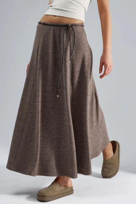 Textured Maxi Skirt with Tie Detail - Image 1