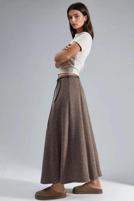 Textured Maxi Skirt with Tie Detail - Image 2