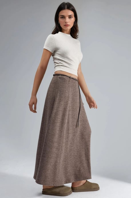 Textured Maxi Skirt with Tie Detail - Image 4