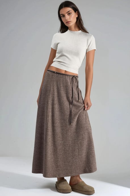 Textured Maxi Skirt with Tie Detail - Image 5