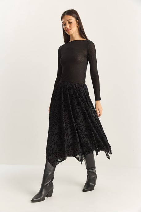 Hoge Taille Asymmetrische Midi Rok - Image 3