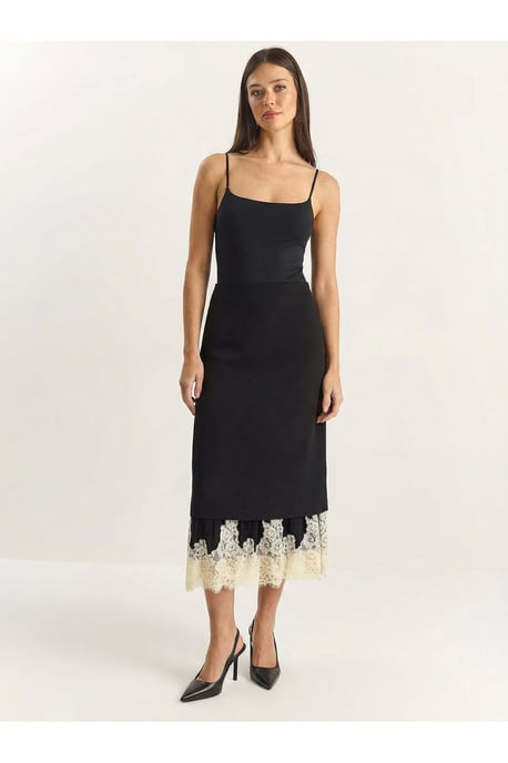 Hoge Taille Midi Rok met Kantonderzijde - Image 1