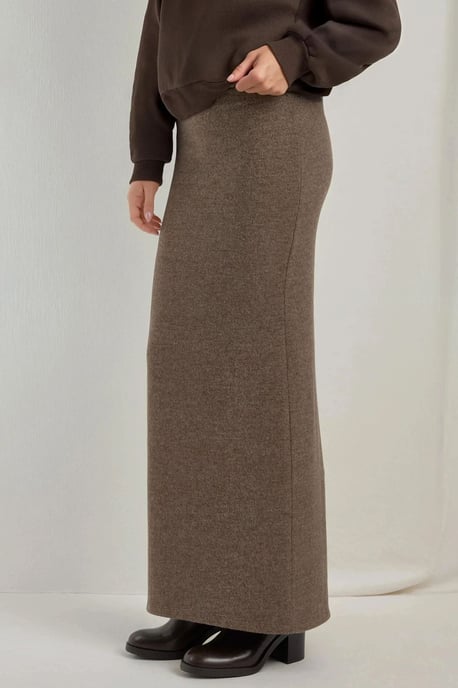Elastische Taille Zachte Textuur Rok met Split - Image 2