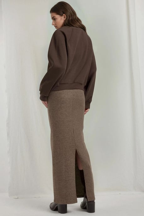 Elastische Taille Zachte Textuur Rok met Split - Image 4