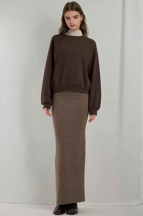 Elastische Taille Zachte Textuur Rok met Split - Image 5