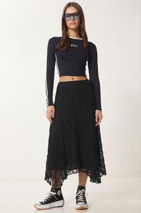 High Waist Lace Midi Skirt - Image 2