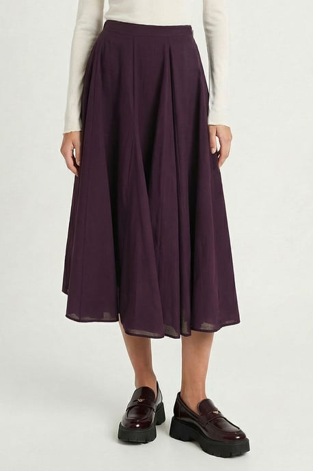 High Waist A-Line Midi Skirt - Image 3