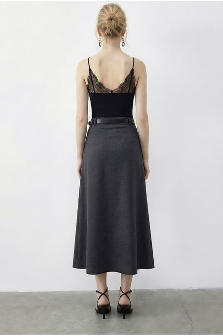 Hoge Taille Midi A-Lijn Rok met Riem - Image 4