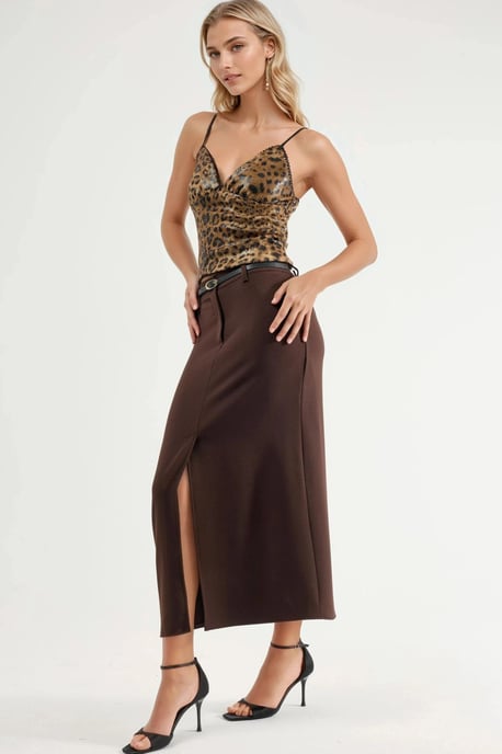 Gestrikte Midi Rok met Split - Image 2