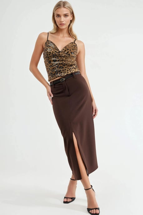 Gestrikte Midi Rok met Split - Image 4