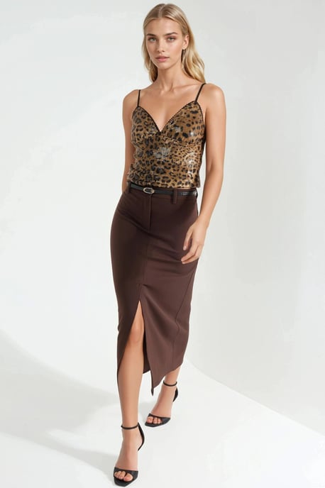 Gestrikte Midi Rok met Split - Image 6