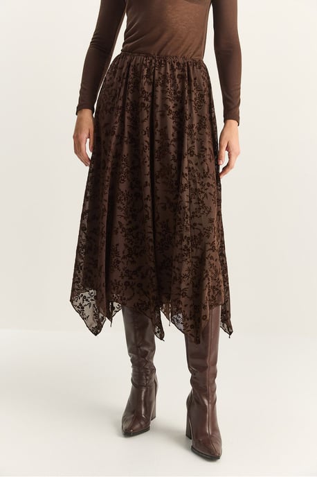 High Waist Asymmetric Midi Skirt - Image 6