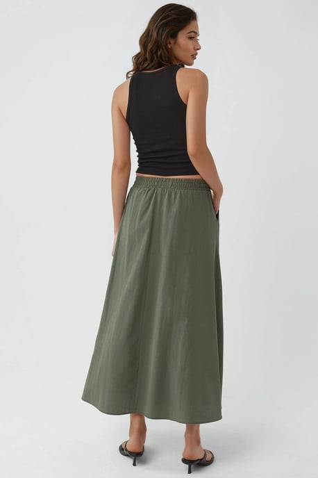 Elastische Taille Midi Rok met Zakken - Image 4