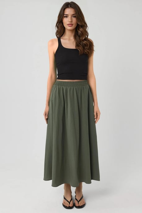 Elastische Taille Midi Rok met Zakken - Image 6