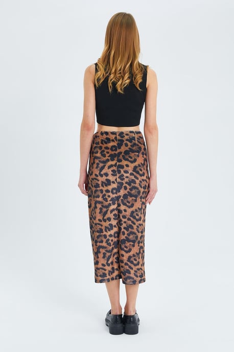 Leopardprint Hoge Taille Midi Rok met Split - Image 6