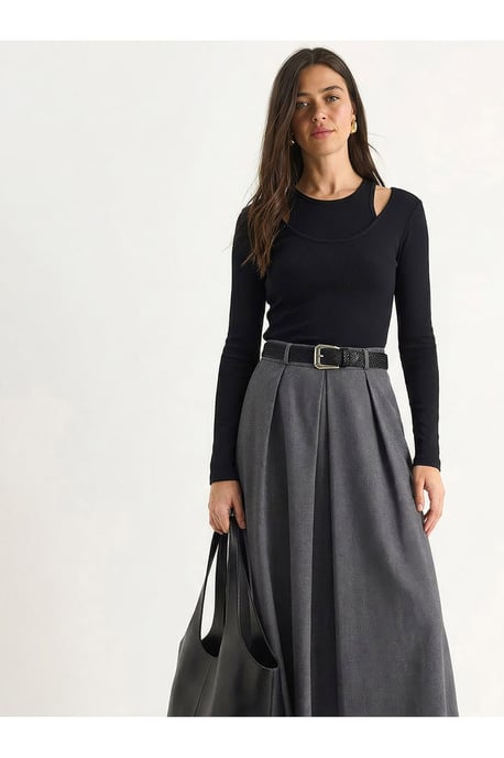 Hoge Taille Midi Rok met Ceintuur - Image 2