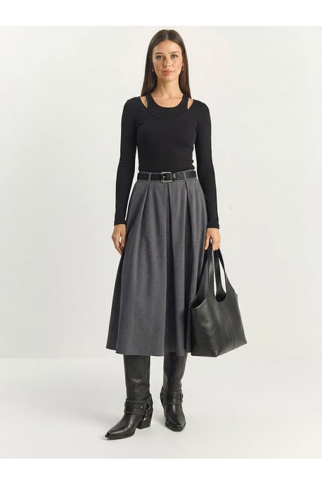 Hoge Taille Midi Rok met Ceintuur - Image 3