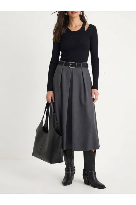 Hoge Taille Midi Rok met Ceintuur - Image 4