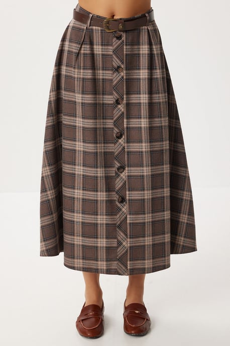 Hoge Taille Midi Rok met Knoopsluiting - Image 2