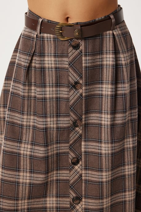 Hoge Taille Midi Rok met Knoopsluiting - Image 3