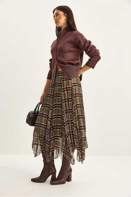 Geruite Midi Rok met Voering - Image 3