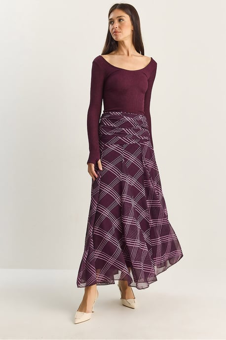 High Waist Ethnic Print Midi Skirt - Image 5