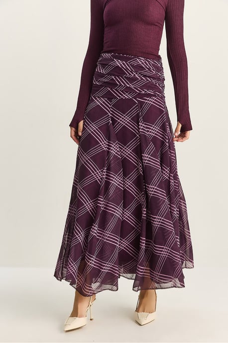 High Waist Ethnic Print Midi Skirt - Image 6