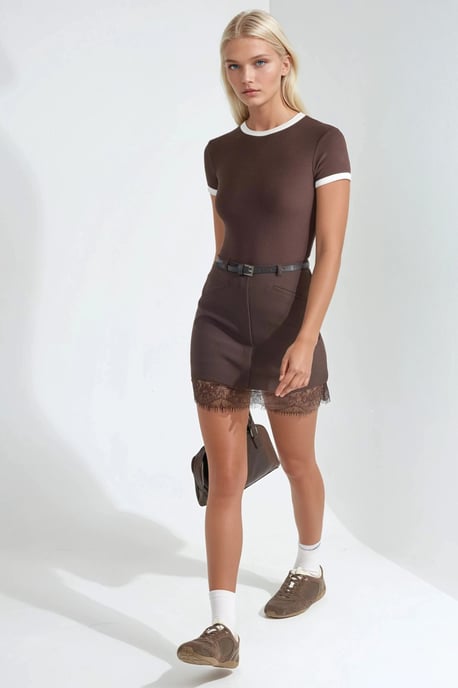 Hoge Taille Mini Rok met Kantdetails - Image 5