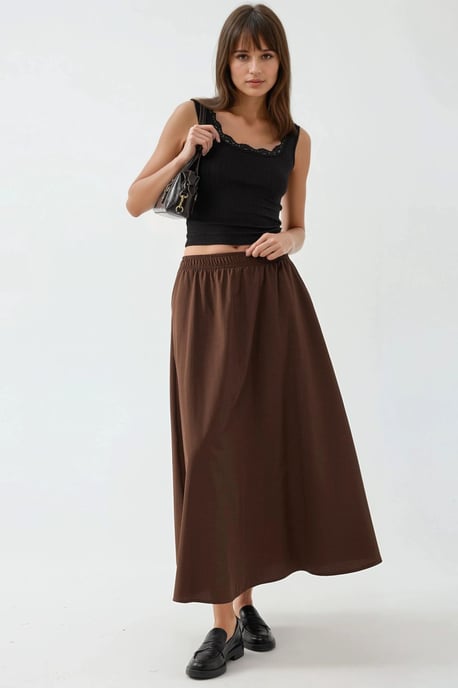 Elastische Taille Midi Rok met Zakken - Image 1
