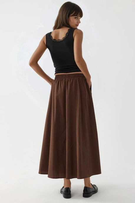 Elastische Taille Midi Rok met Zakken - Image 3
