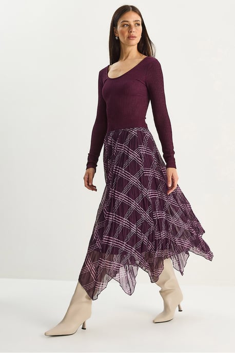 Gestreepte Geruite Midi Rok - Image 1