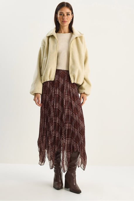 Geklede Ruit Midi Rok - Image 1