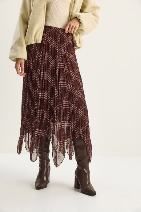 Geklede Ruit Midi Rok - Image 4