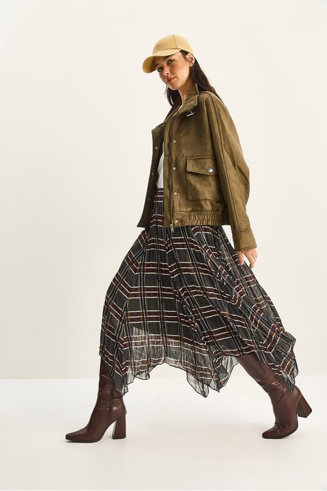 Geruite Midi Rok met Voering - Image 3