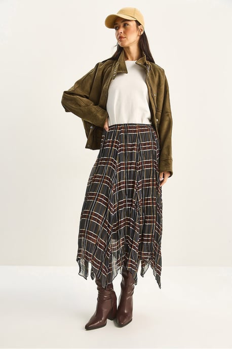 Geruite Midi Rok met Voering - Image 6