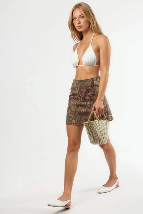 Hoge Taille Paisley Print Mini Rok - Image 5