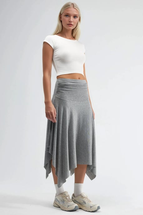 Zachte Touch Asymmetrische Midi Rok - Image 2
